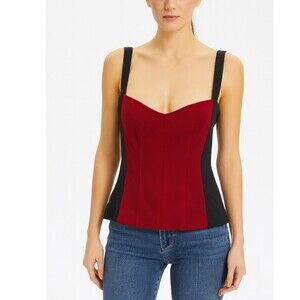Shape FX top new with tag burgundy & black thick strap form fitting top SZ 12